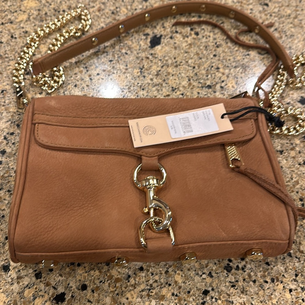 Rebecca Minkoff mini MAC Crossbody Bag in Caramel Suede